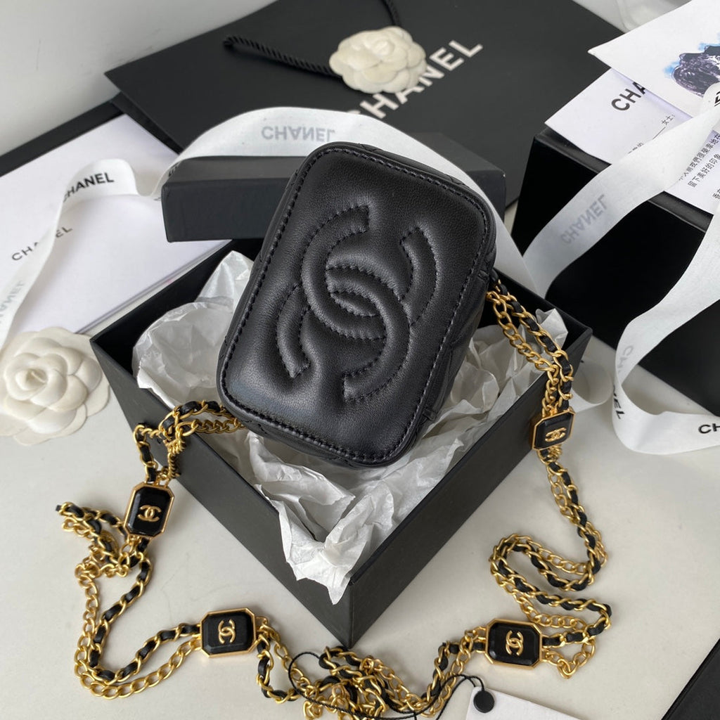 Chanel AP2931 Small Vanity with Chain Lambskin Black