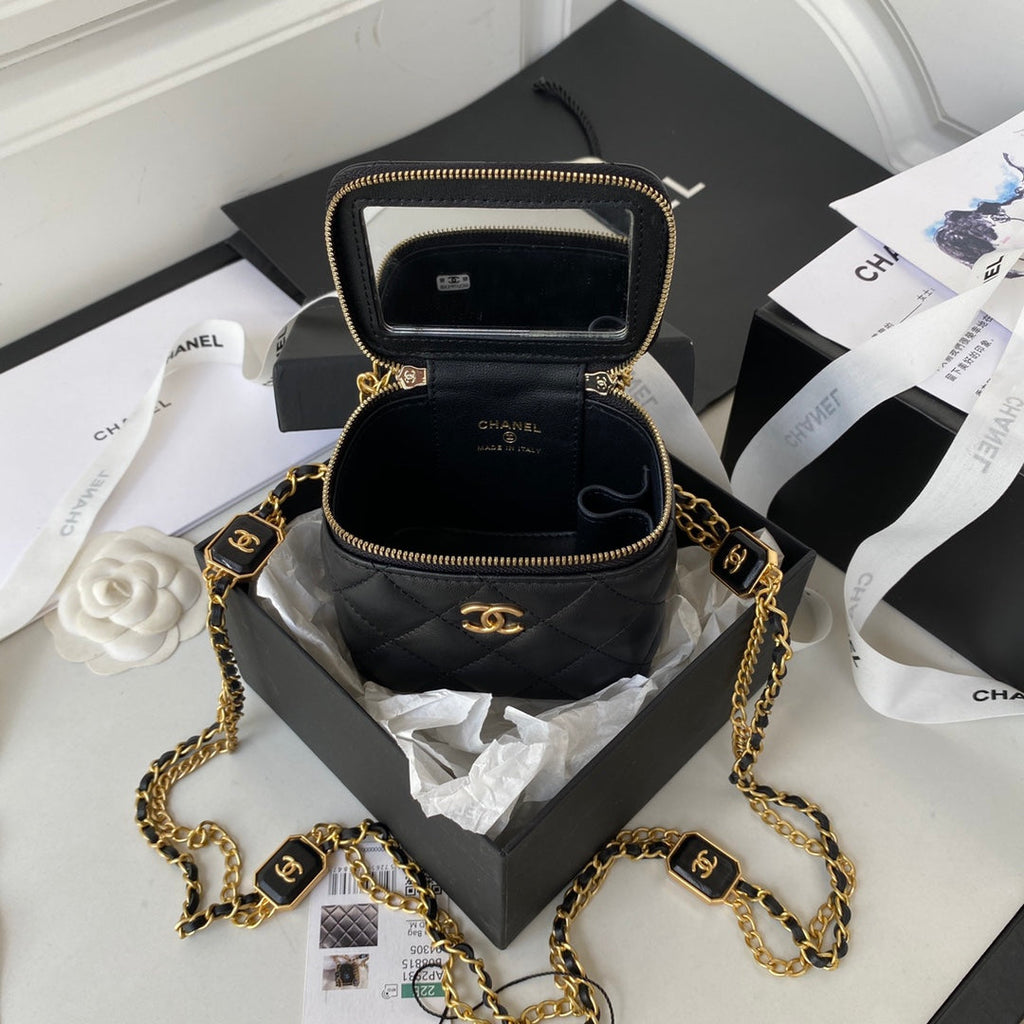 Chanel AP2931 Small Vanity with Chain Lambskin Black