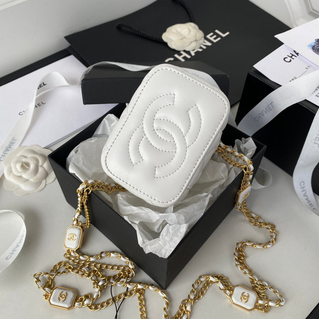 Chanel AP2931 Small Vanity with Chain Lambskin white