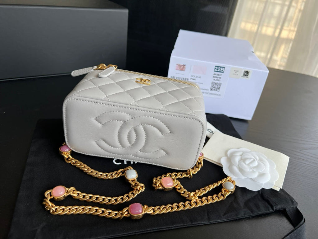 Chanel AP2937 Vanity with Chain Lambskin Gray