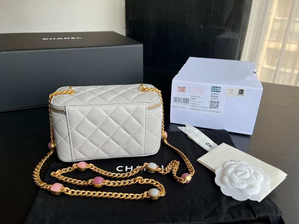 Chanel AP2937 Vanity with Chain Lambskin Gray