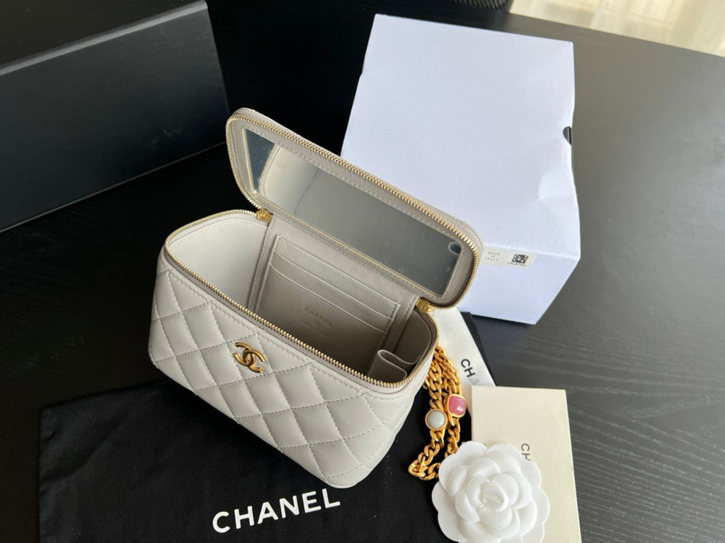 Chanel AP2937 Vanity with Chain Lambskin Gray