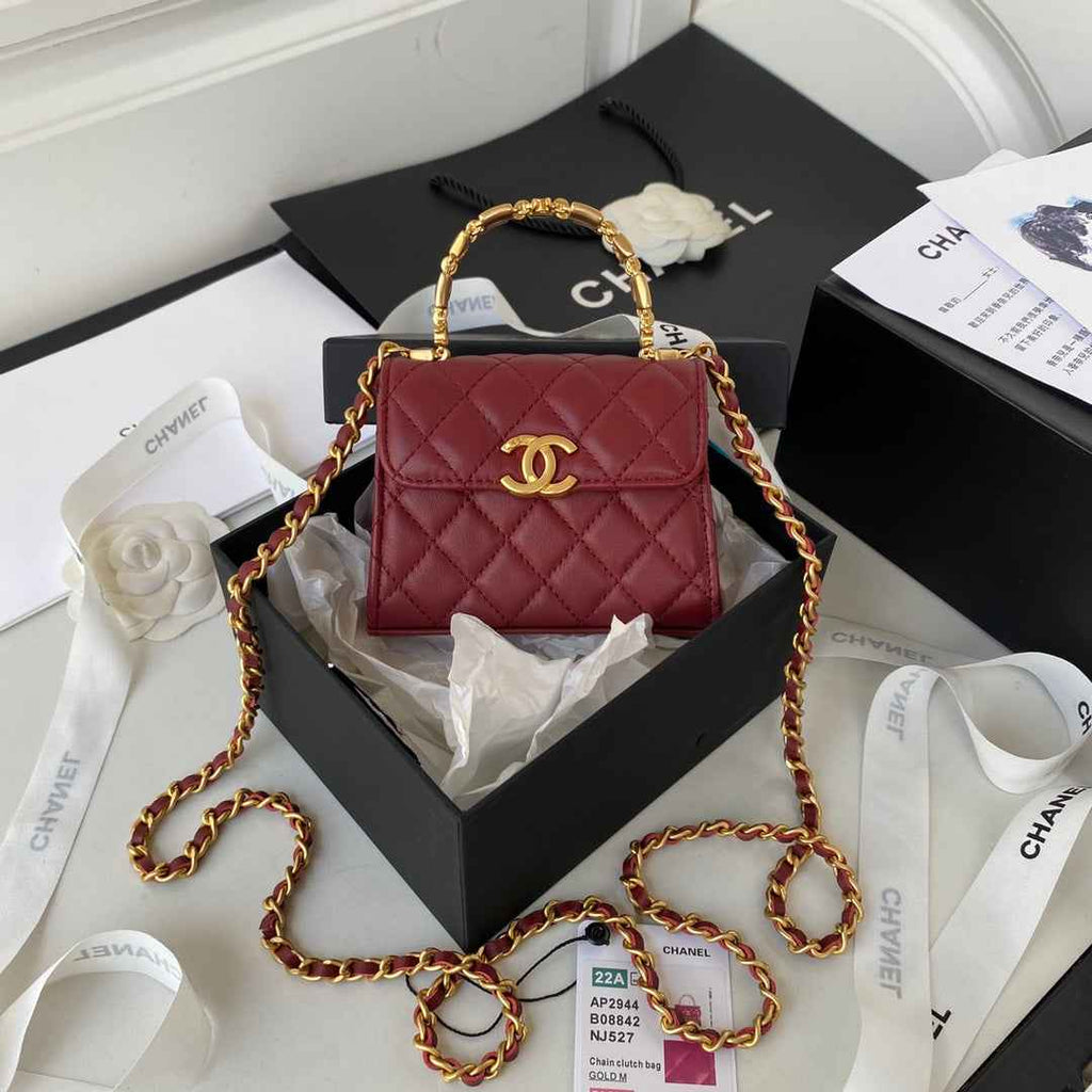 Chanel AP2944 Clutch with Chain Lambskin Red