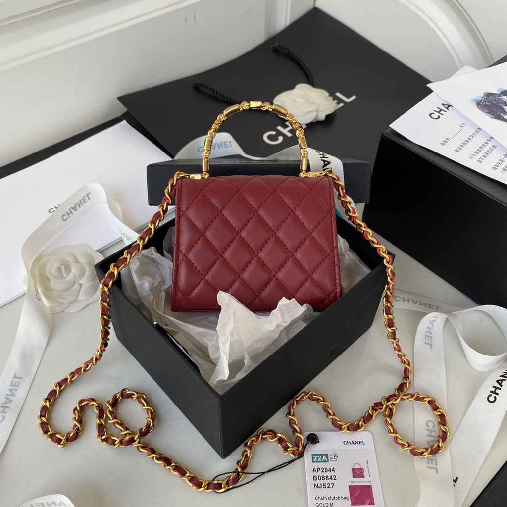 Chanel AP2944 Clutch with Chain Lambskin Red