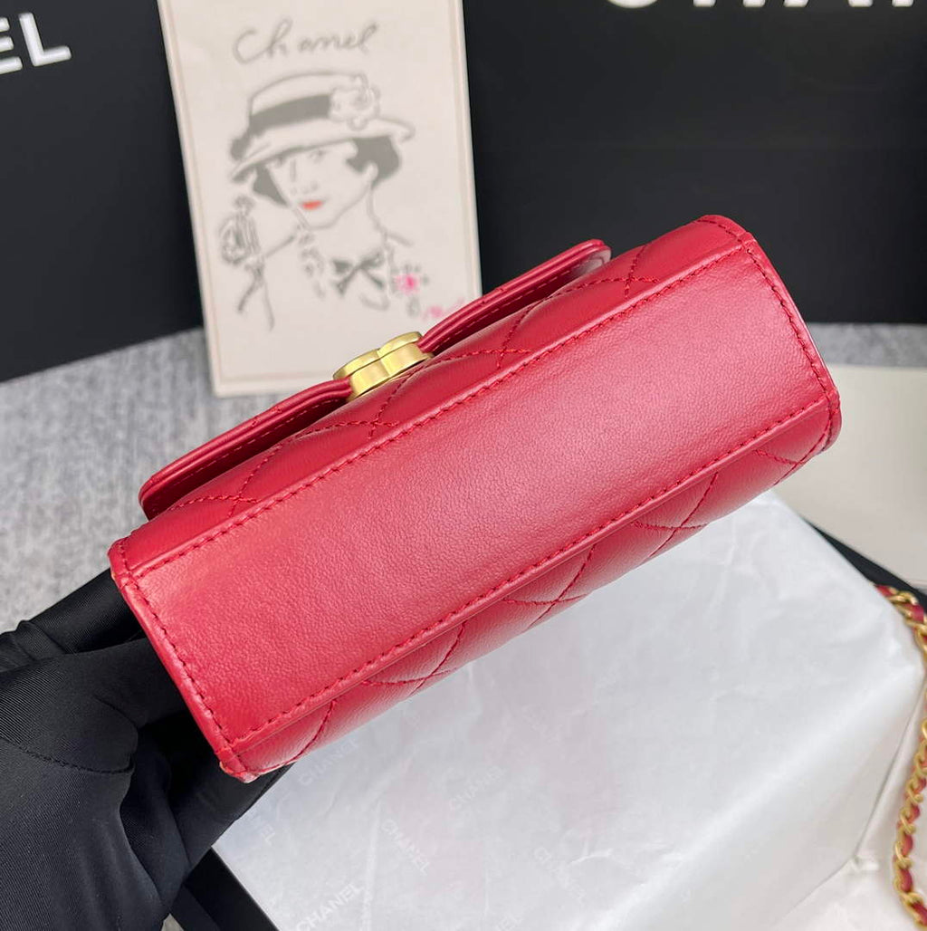 Chanel AP2945 Clutch with Chain Lambskin Red