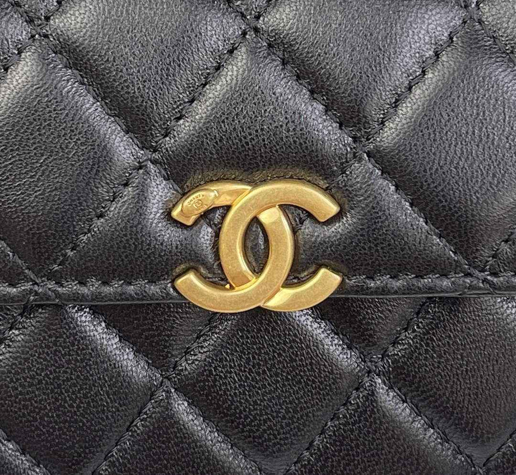 Chanel AP2945 Clutch with Chain Lambskin Black