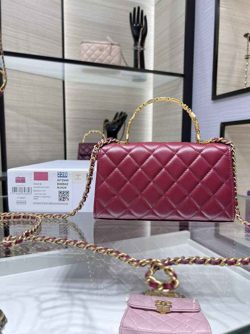 Chanel AP2946 Flap Phone Holder with Chain Lambskin Red