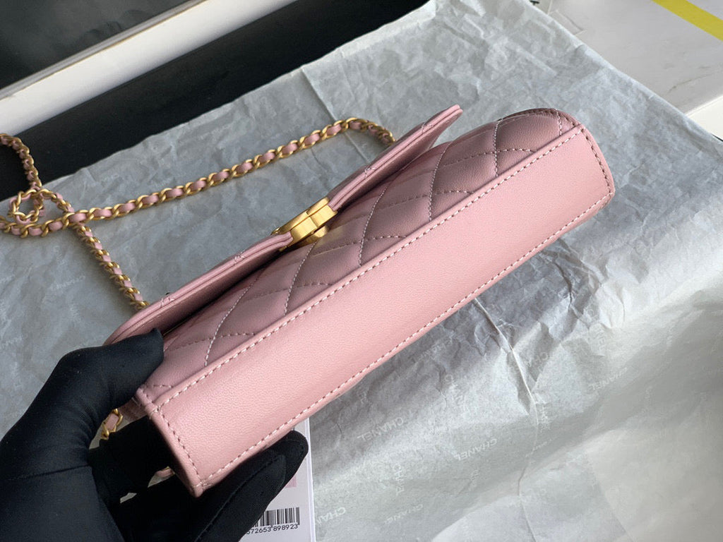 Chanel AP2946 Flap Phone Holder with Chain Lambskin Pink