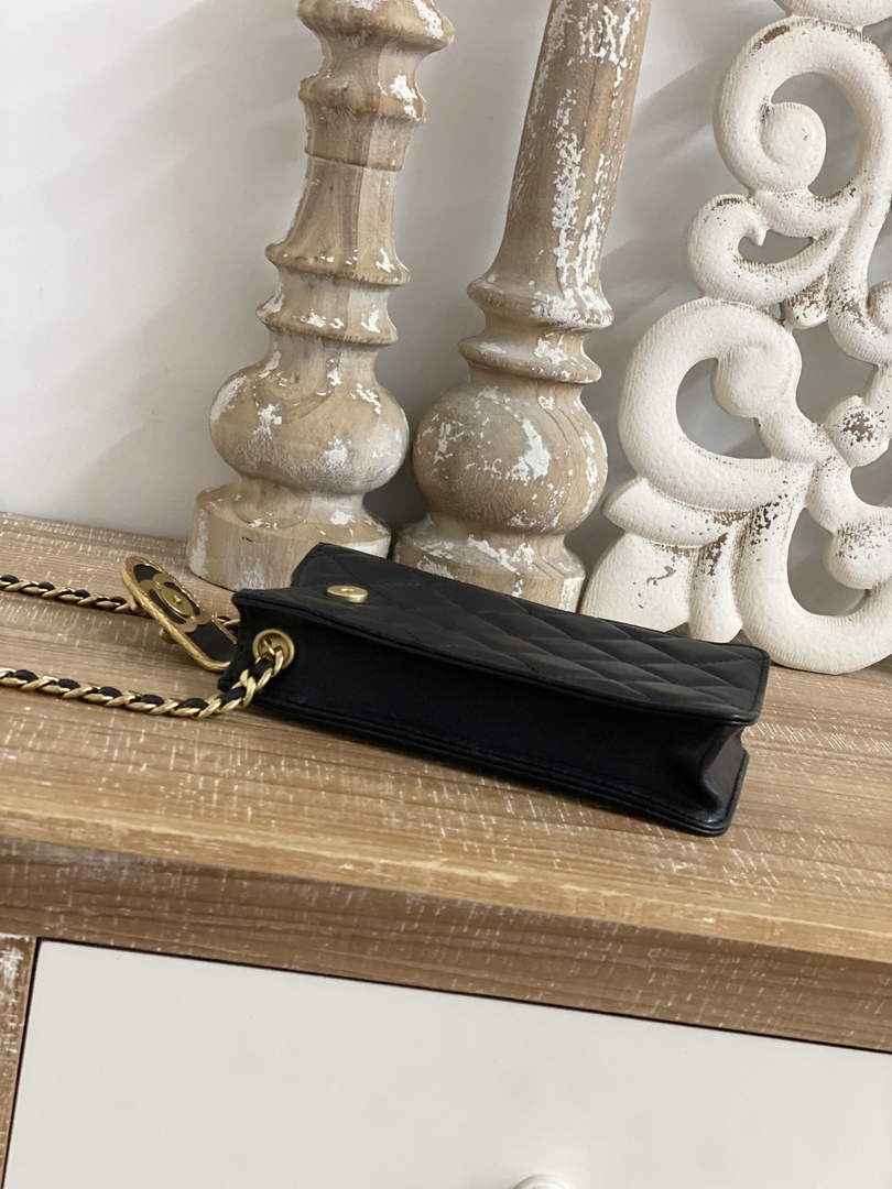 Chanel AP2981 Phone Holder with Chain Lambskin Black