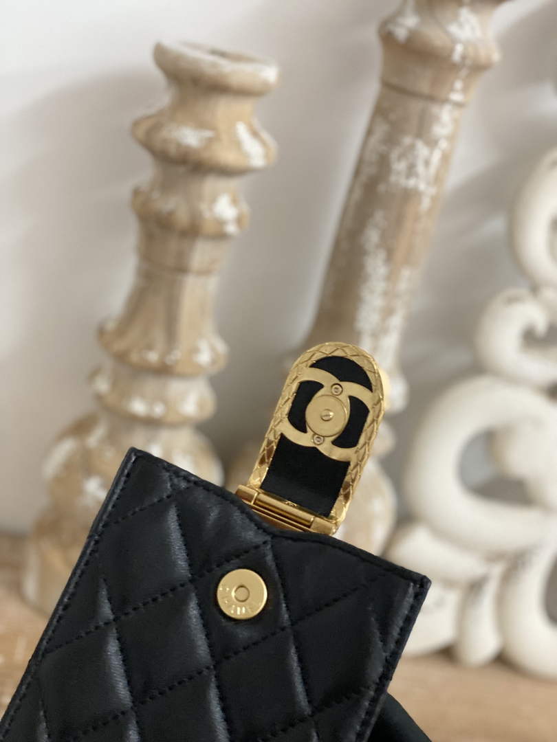 Chanel AP2981 Phone Holder with Chain Lambskin Black