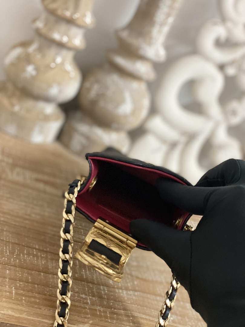 Chanel AP2981 Phone Holder with Chain Lambskin Black