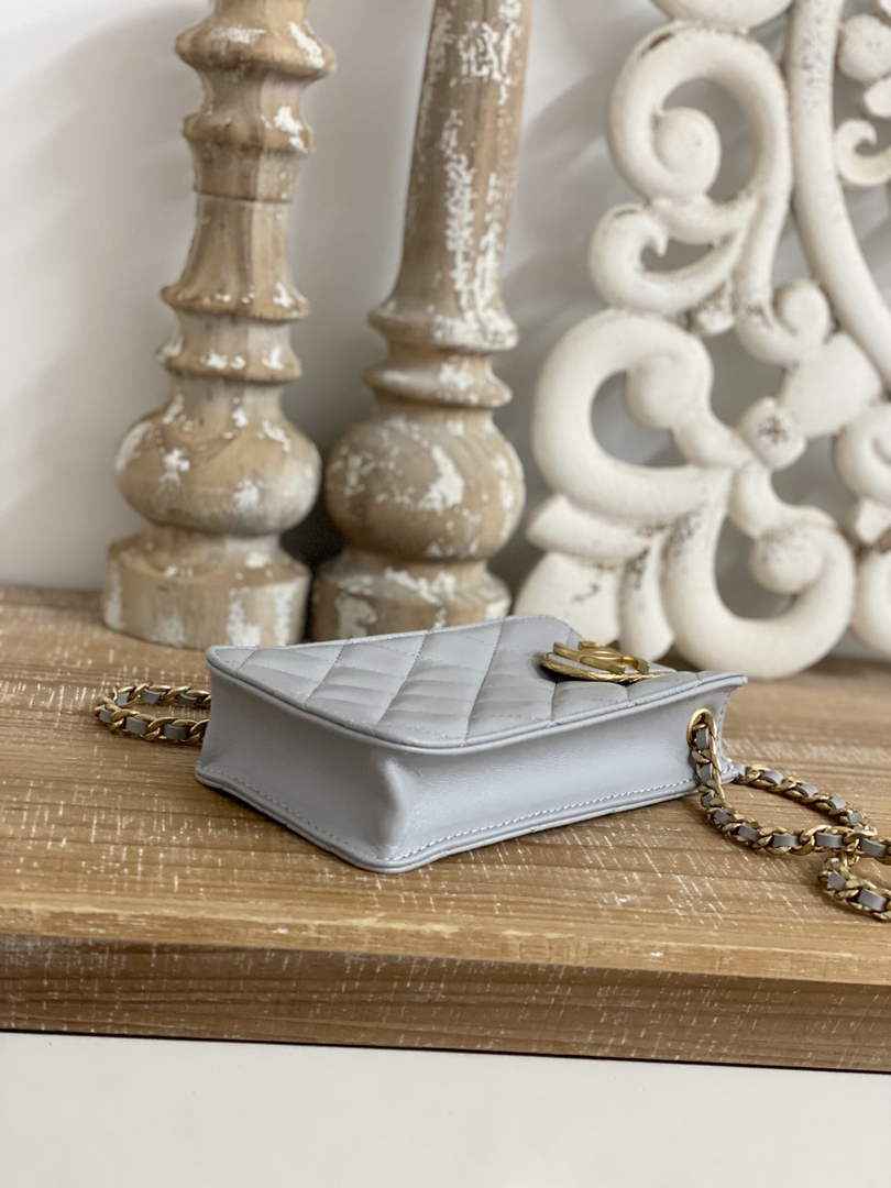 Chanel AP2981 Phone Holder with Chain Lambskin Gray