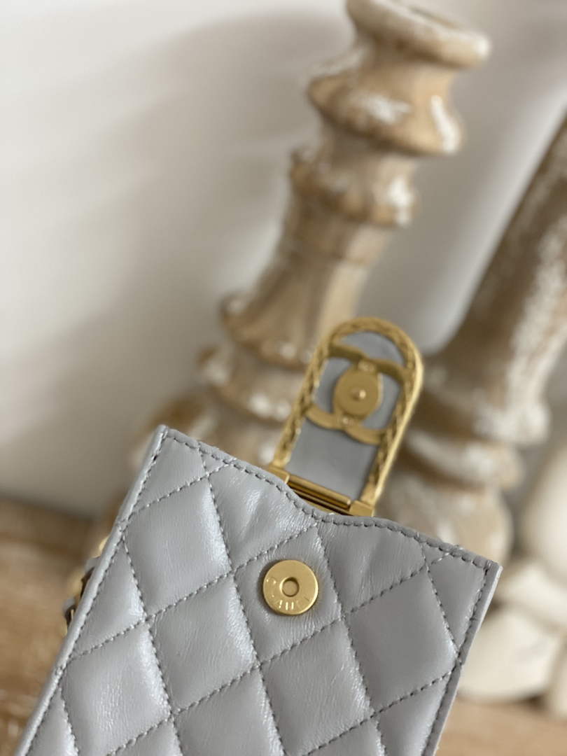 Chanel AP2981 Phone Holder with Chain Lambskin Gray
