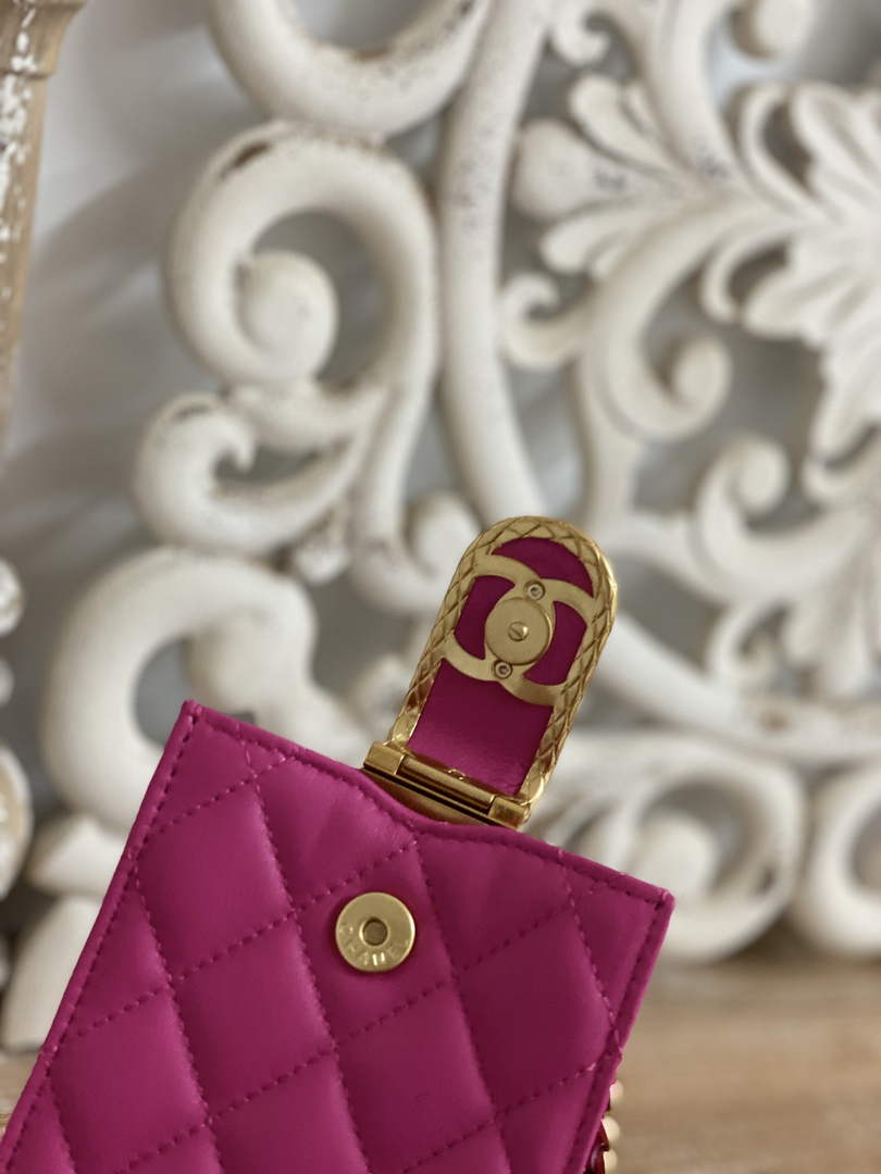 Chanel AP2981 Phone Holder with Chain Lambskin Purple