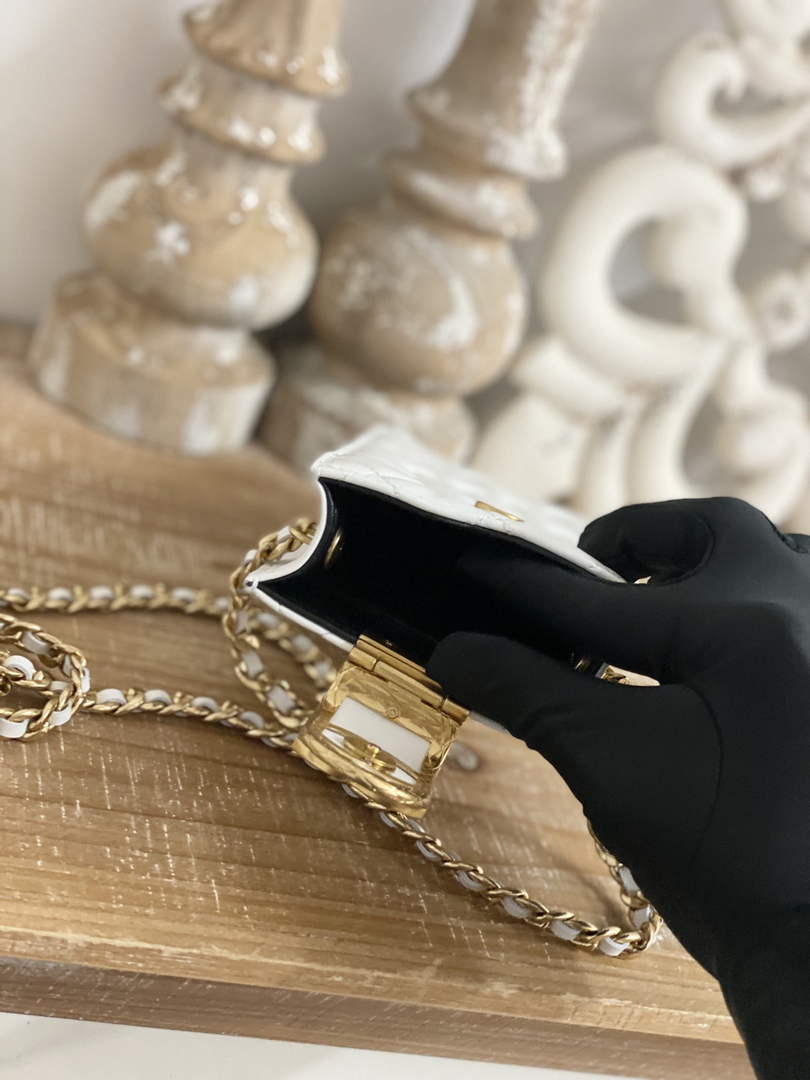 Chanel AP2981 Phone Holder with Chain Lambskin White