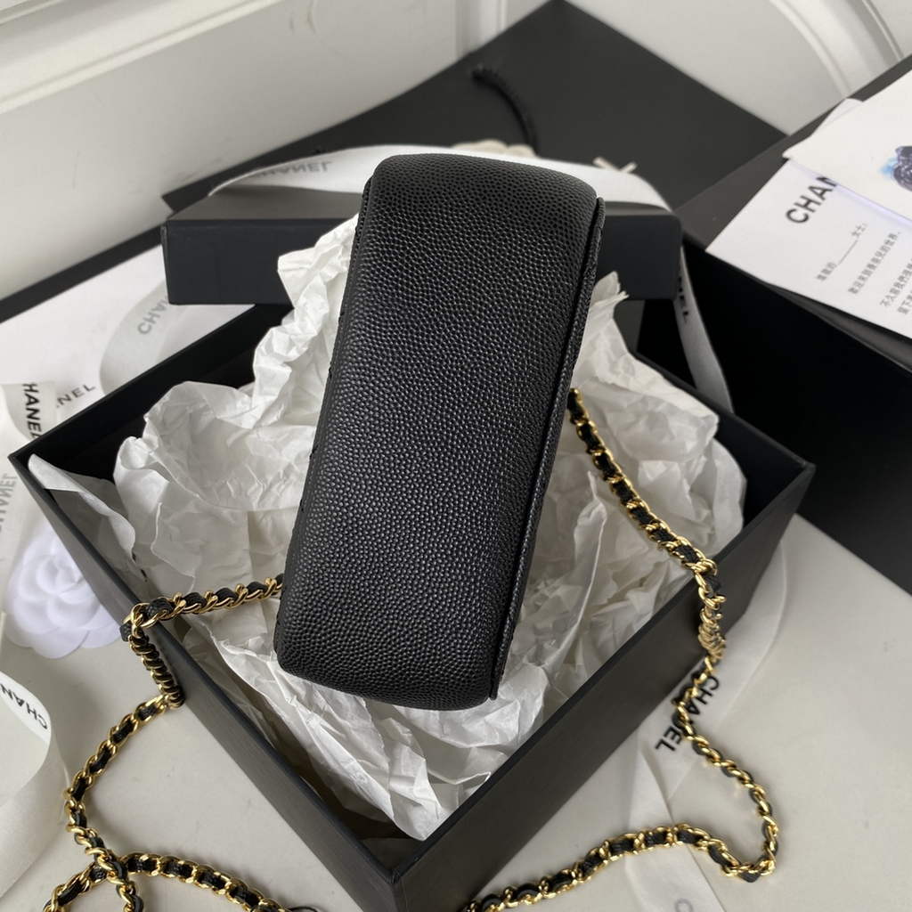 Chanel AP3005 Clutch with Chain Grained Calfskin Gold Black