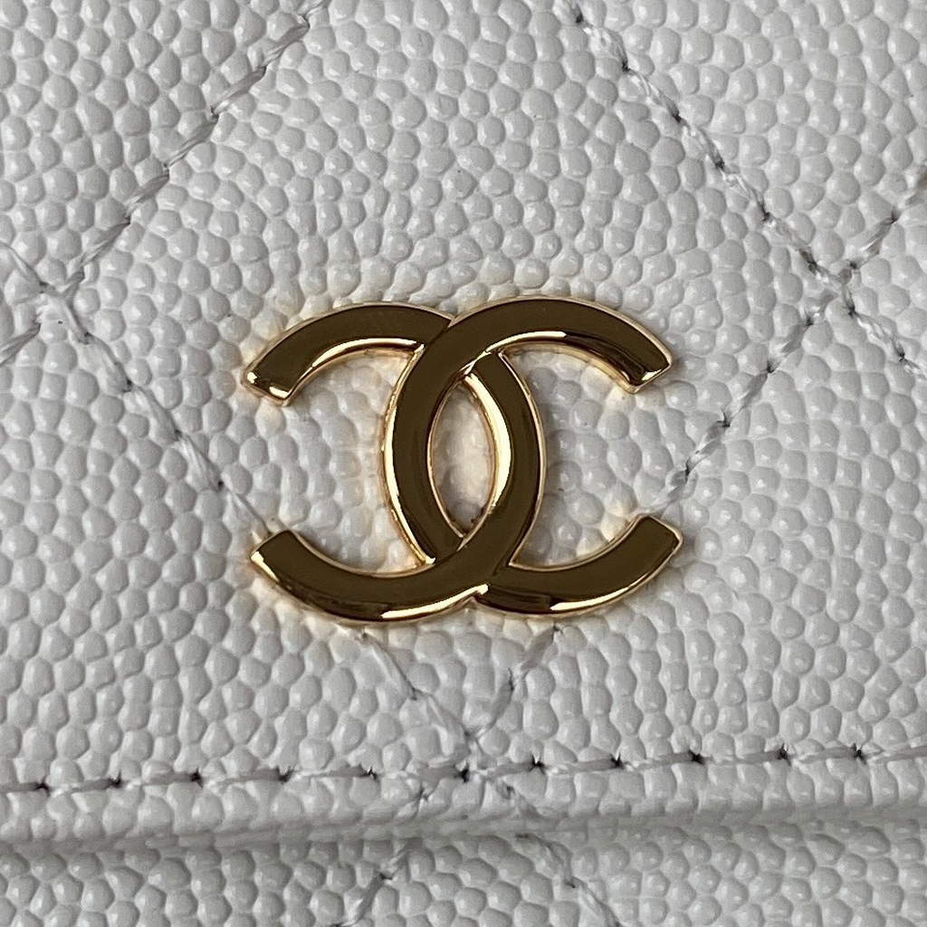 Chanel AP3005 Clutch with Chain Grained Calfskin Gold White