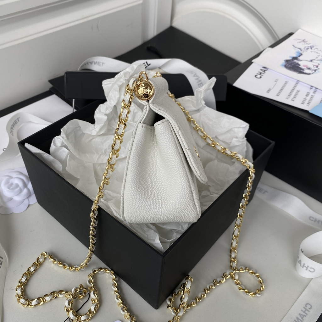 Chanel AP3005 Clutch with Chain Grained Calfskin Gold White
