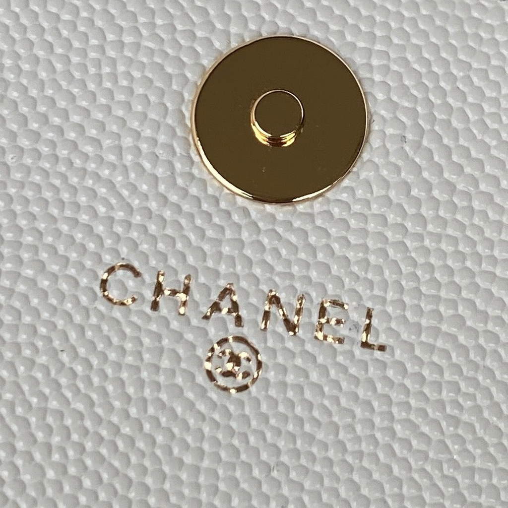 Chanel AP3005 Clutch with Chain Grained Calfskin Gold White