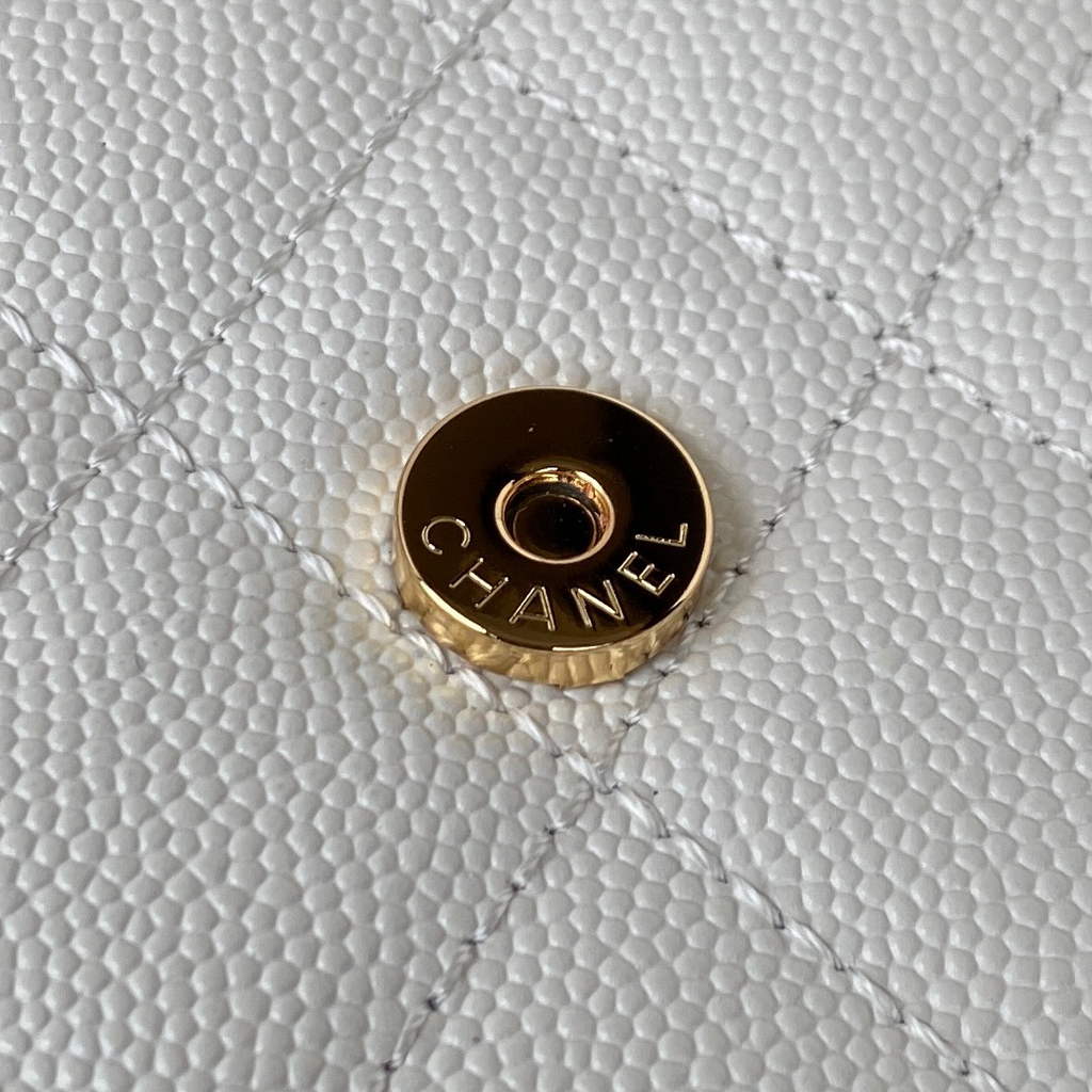 Chanel AP3005 Clutch with Chain Grained Calfskin Gold White