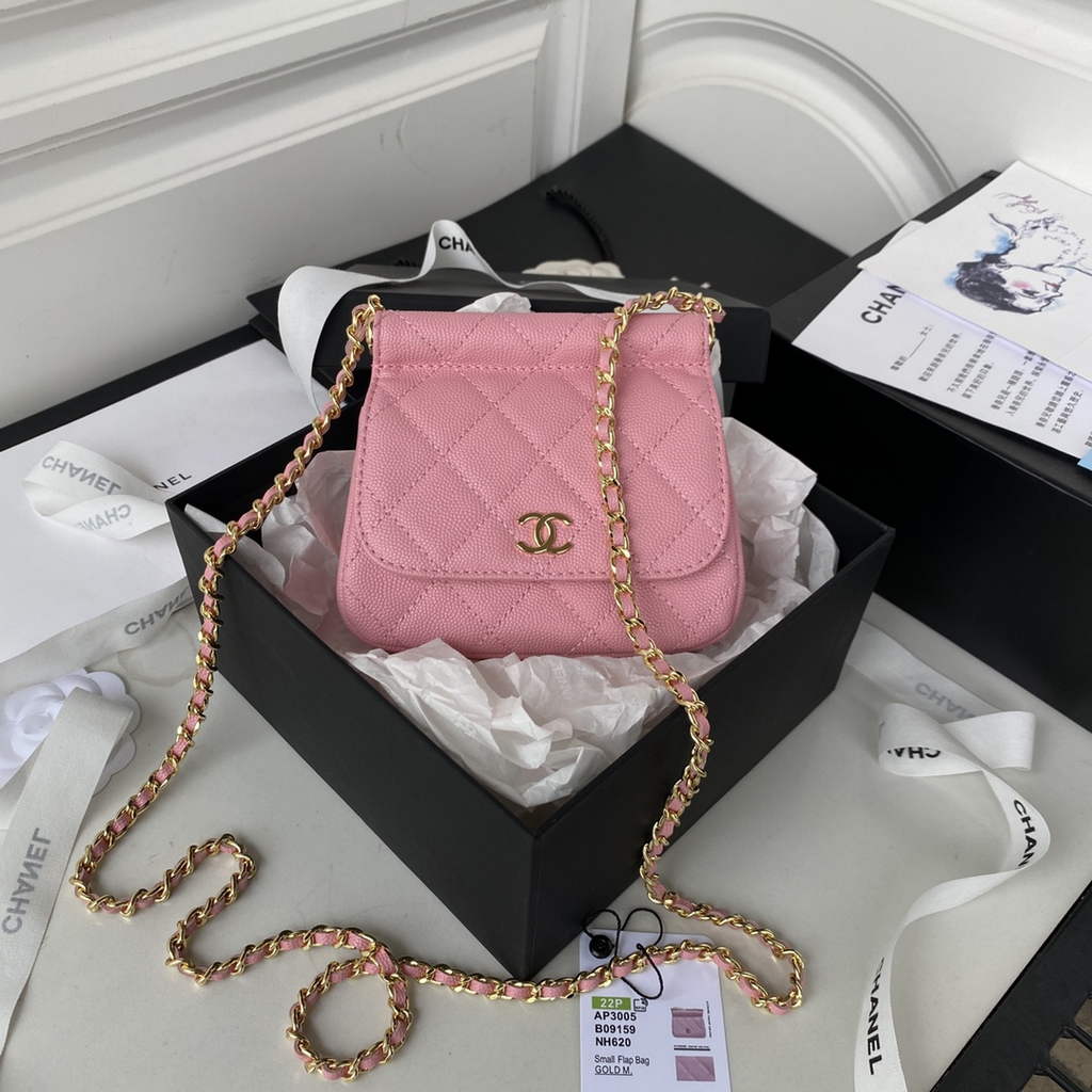 Chanel AP3005 Clutch with Chain Grained Calfskin Gold Pink