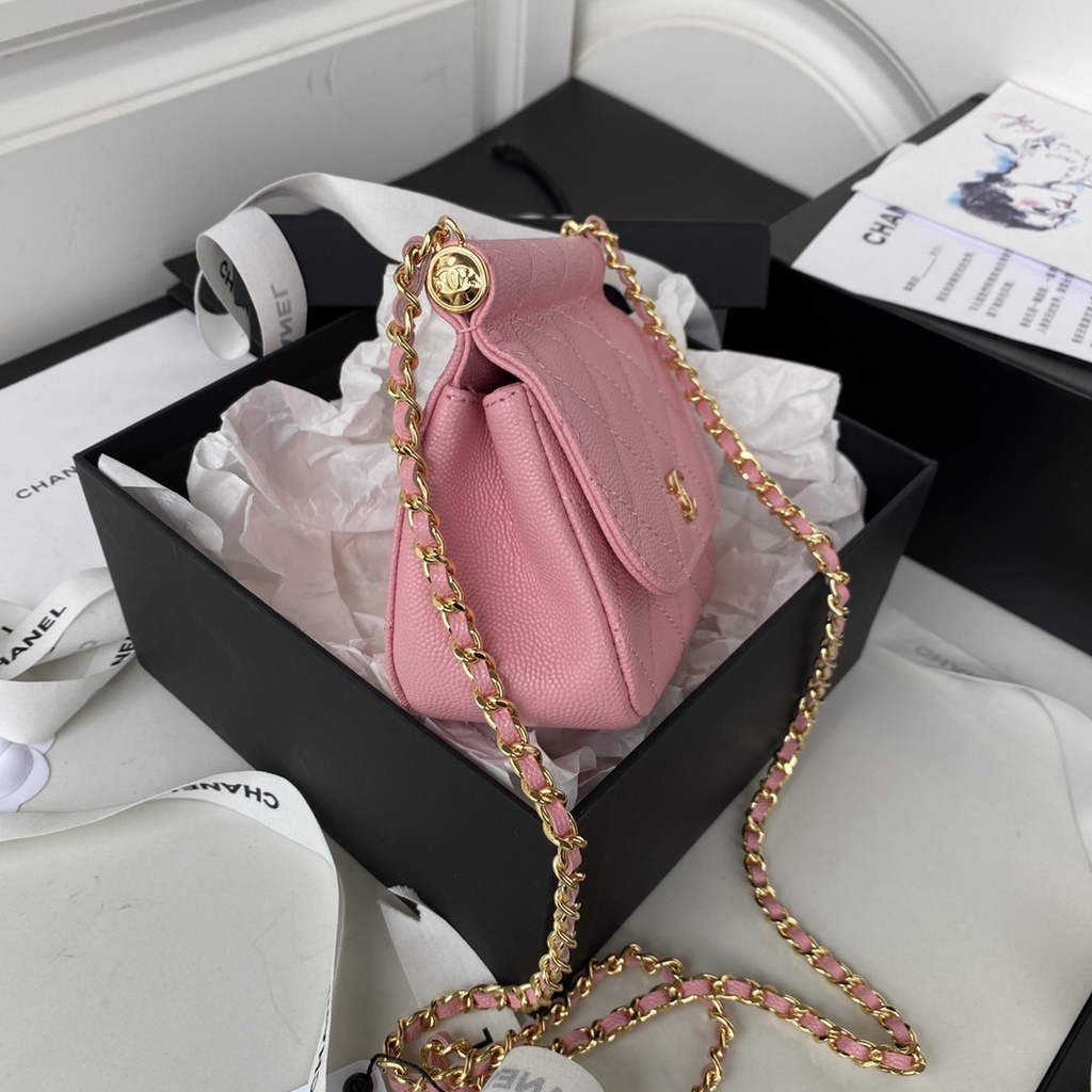 Chanel AP3005 Clutch with Chain Grained Calfskin Gold Pink