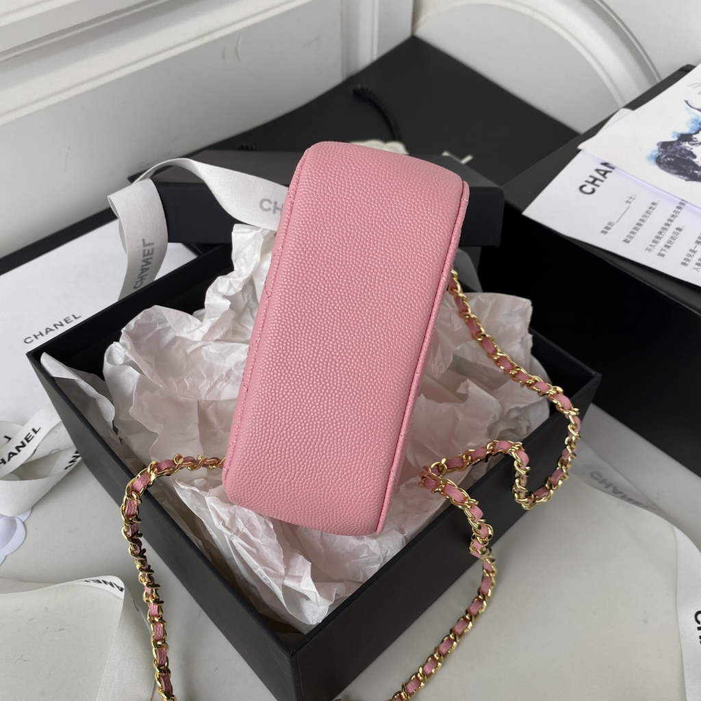 Chanel AP3005 Clutch with Chain Grained Calfskin Gold Pink
