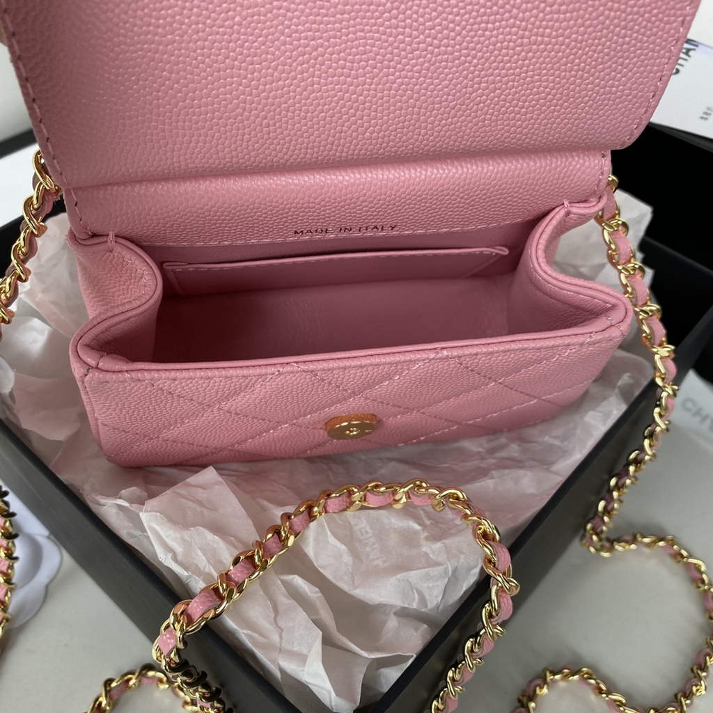 Chanel AP3005 Clutch with Chain Grained Calfskin Gold Pink