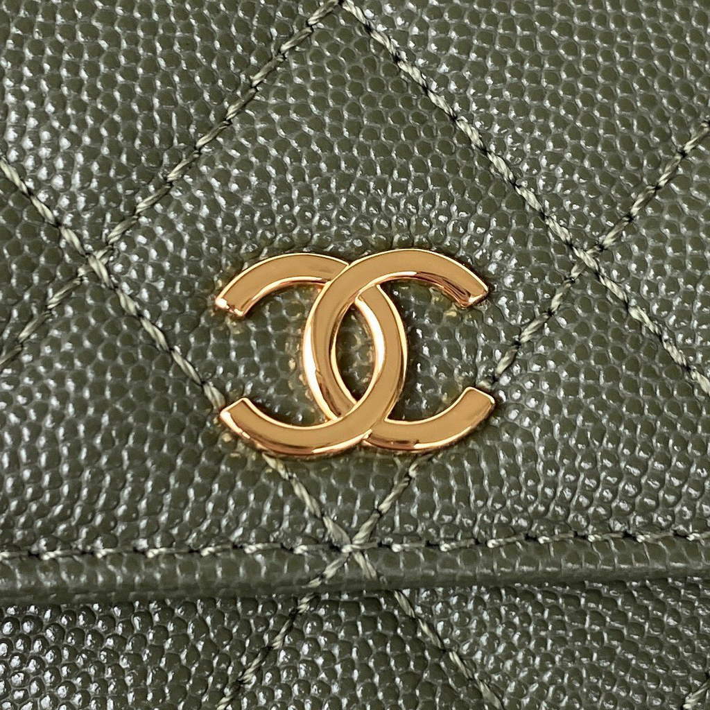 Chanel AP3005 Clutch with Chain Grained Calfskin Gold Green