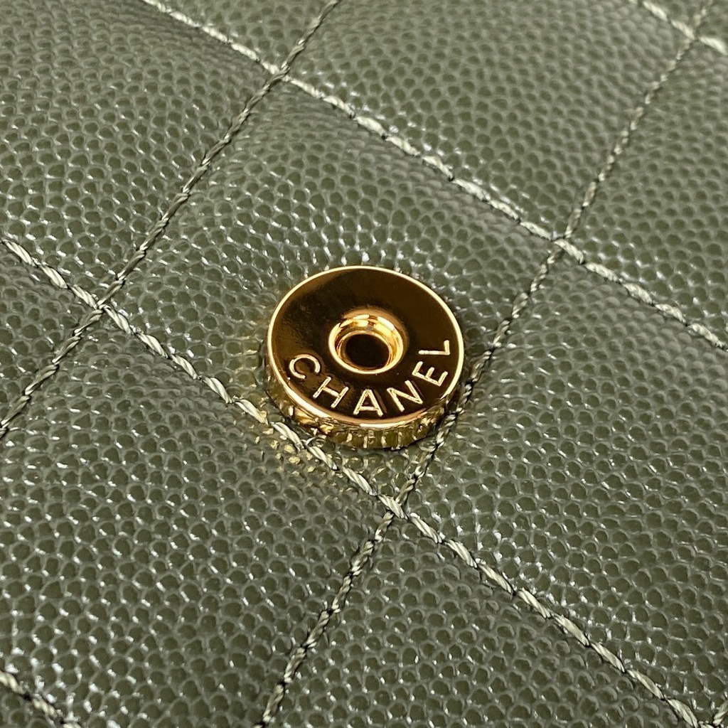 Chanel AP3005 Clutch with Chain Grained Calfskin Gold Green
