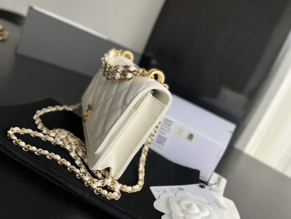 Chanel AP3019 Wallet on Chain Grained Calfskin Gold Beige