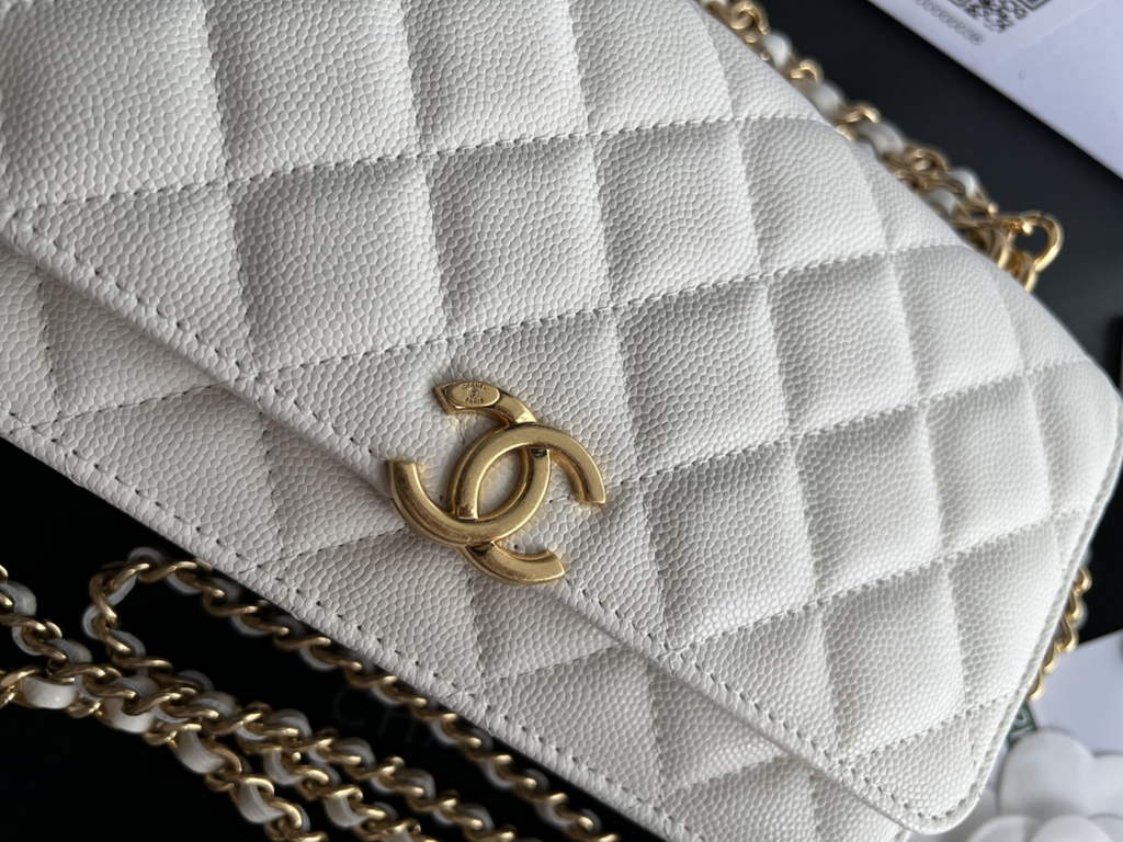 Chanel AP3019 Wallet on Chain Grained Calfskin Gold Beige