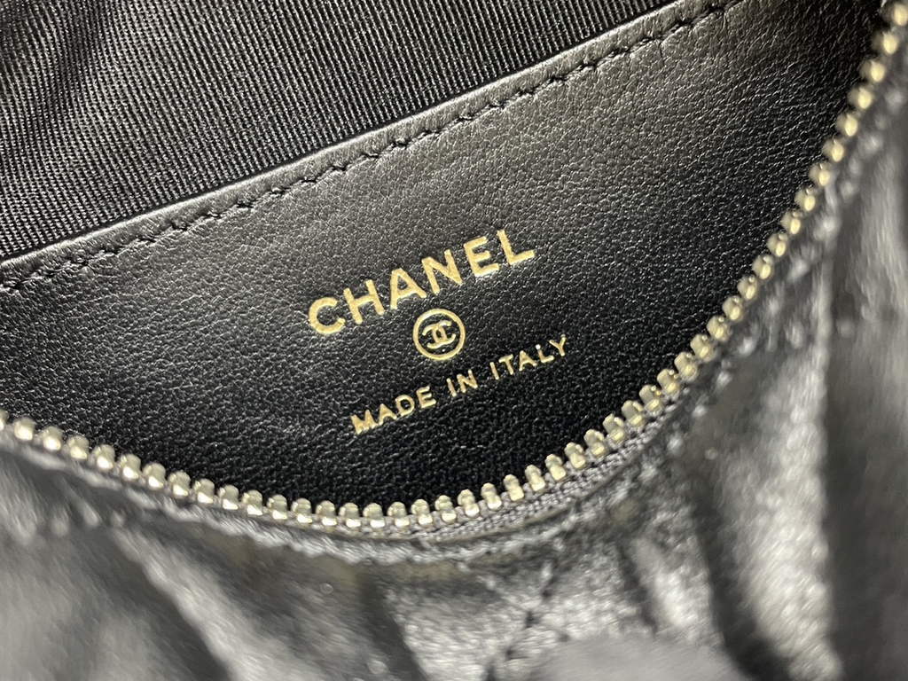 Chanel AP3095 Pouch Lambskin Gold-Tone Metal Black