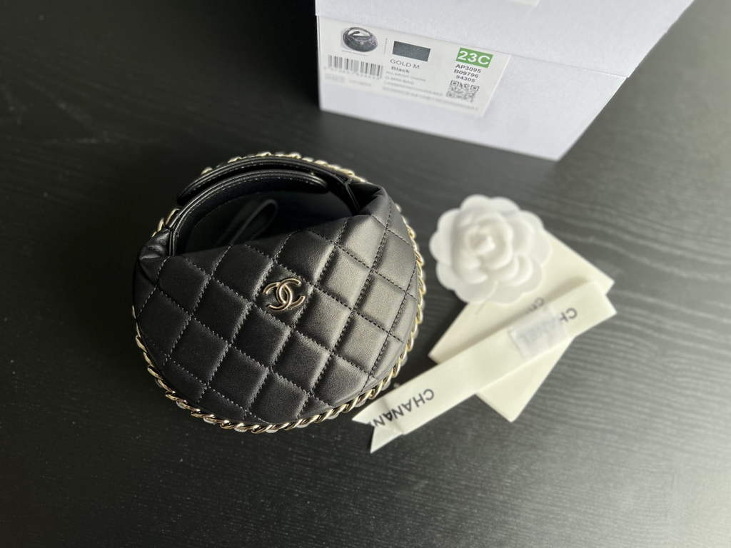 Chanel AP3095 Pouch Lambskin Gold-Tone Metal Black