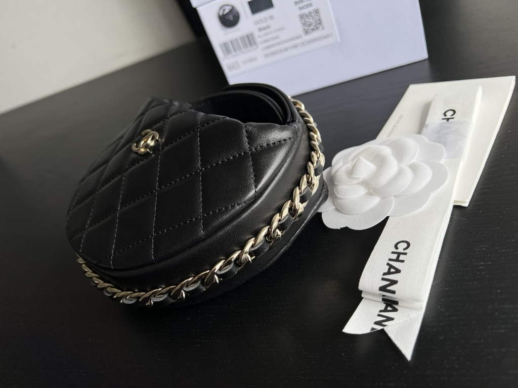 Chanel AP3095 Pouch Lambskin Gold-Tone Metal Black