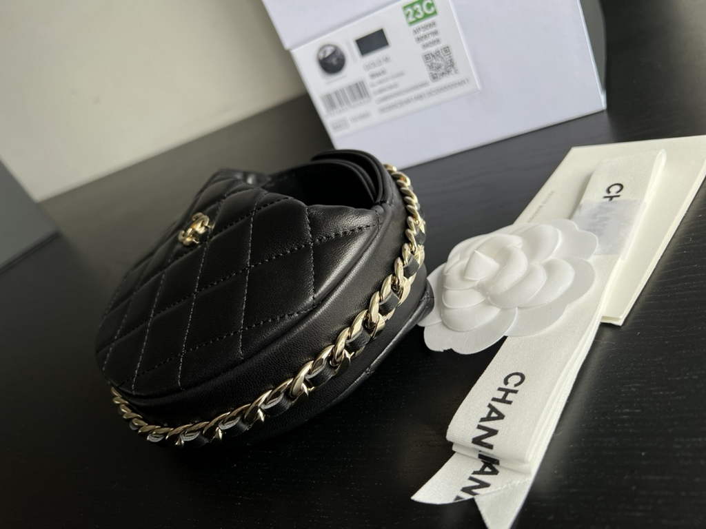 Chanel AP3095 Pouch Lambskin Gold-Tone Metal Black