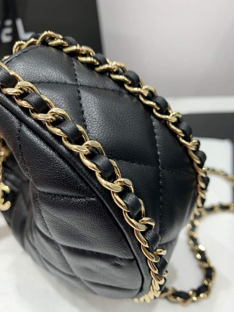 Chanel AP3232 Clutch with Chain Lambskin Shiny Light Gold Black