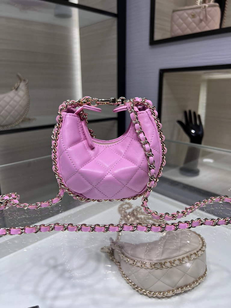Chanel AP3232 Clutch with Chain Lambskin Shiny Light Gold Purple