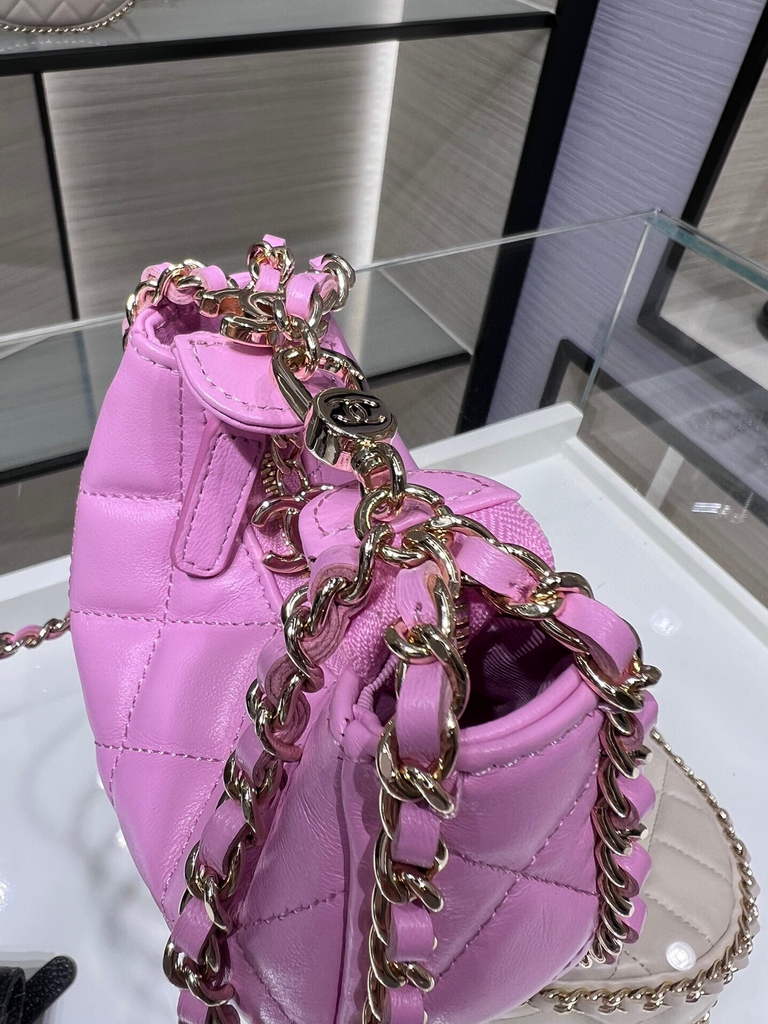 Chanel AP3232 Clutch with Chain Lambskin Shiny Light Gold Purple