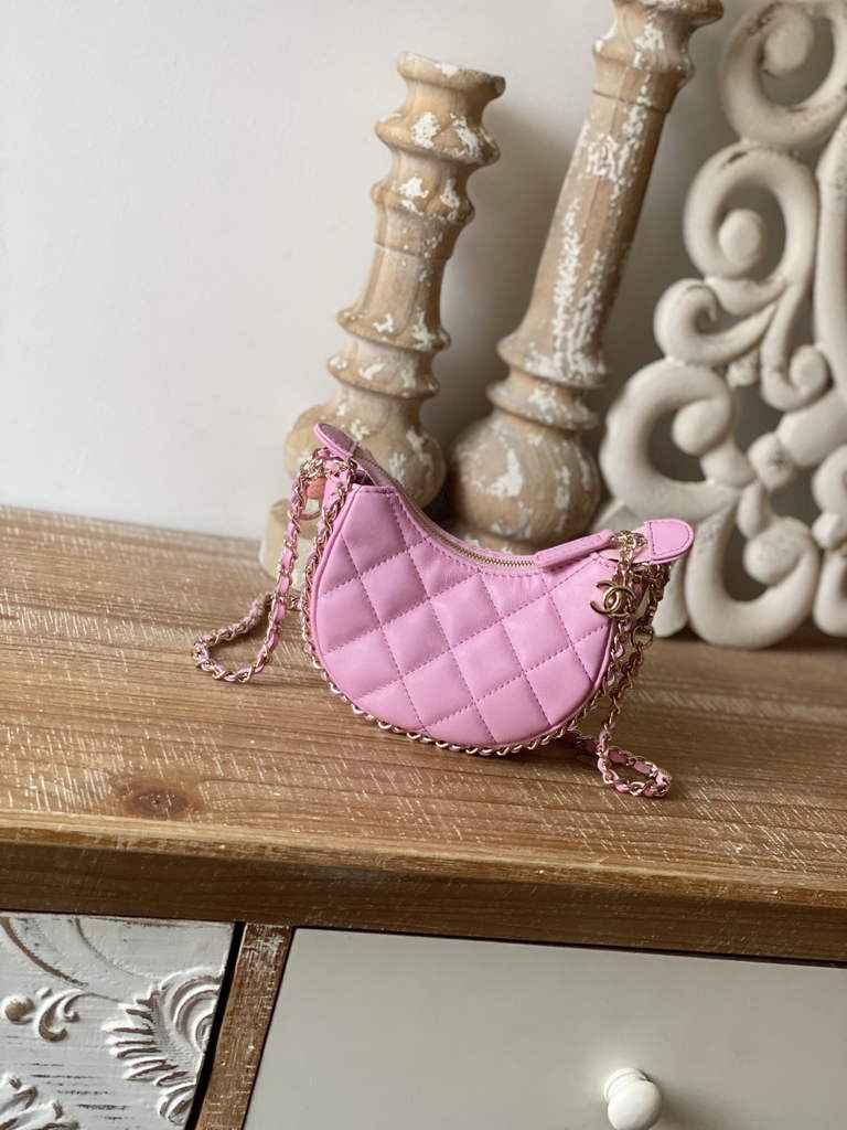 Chanel AP3232 Clutch with Chain Lambskin Shiny Light Gold Pink