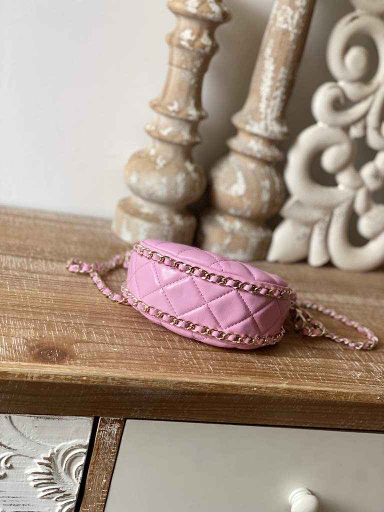 Chanel AP3232 Clutch with Chain Lambskin Shiny Light Gold Pink