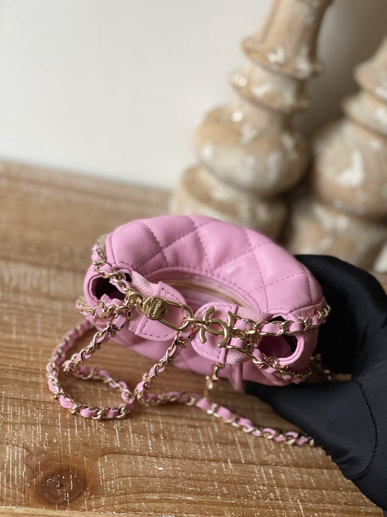 Chanel AP3232 Clutch with Chain Lambskin Shiny Light Gold Pink