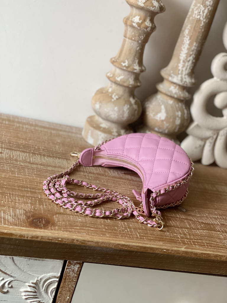 Chanel AP3232 Clutch with Chain Lambskin Shiny Light Gold Pink