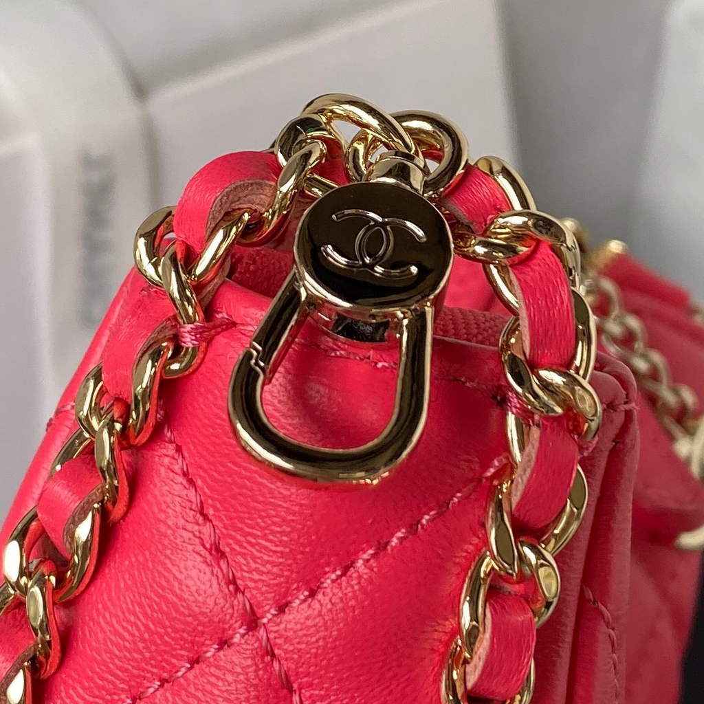 Chanel AP3232 Clutch with Chain Lambskin Shiny Light Gold Plum