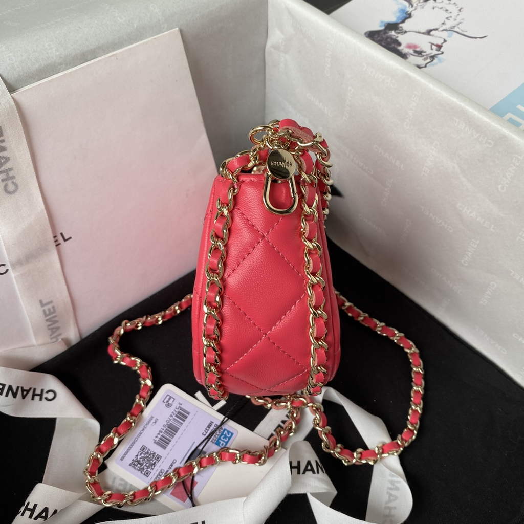Chanel AP3232 Clutch with Chain Lambskin Shiny Light Gold Plum