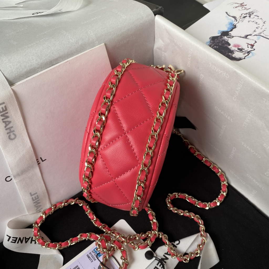 Chanel AP3232 Clutch with Chain Lambskin Shiny Light Gold Plum