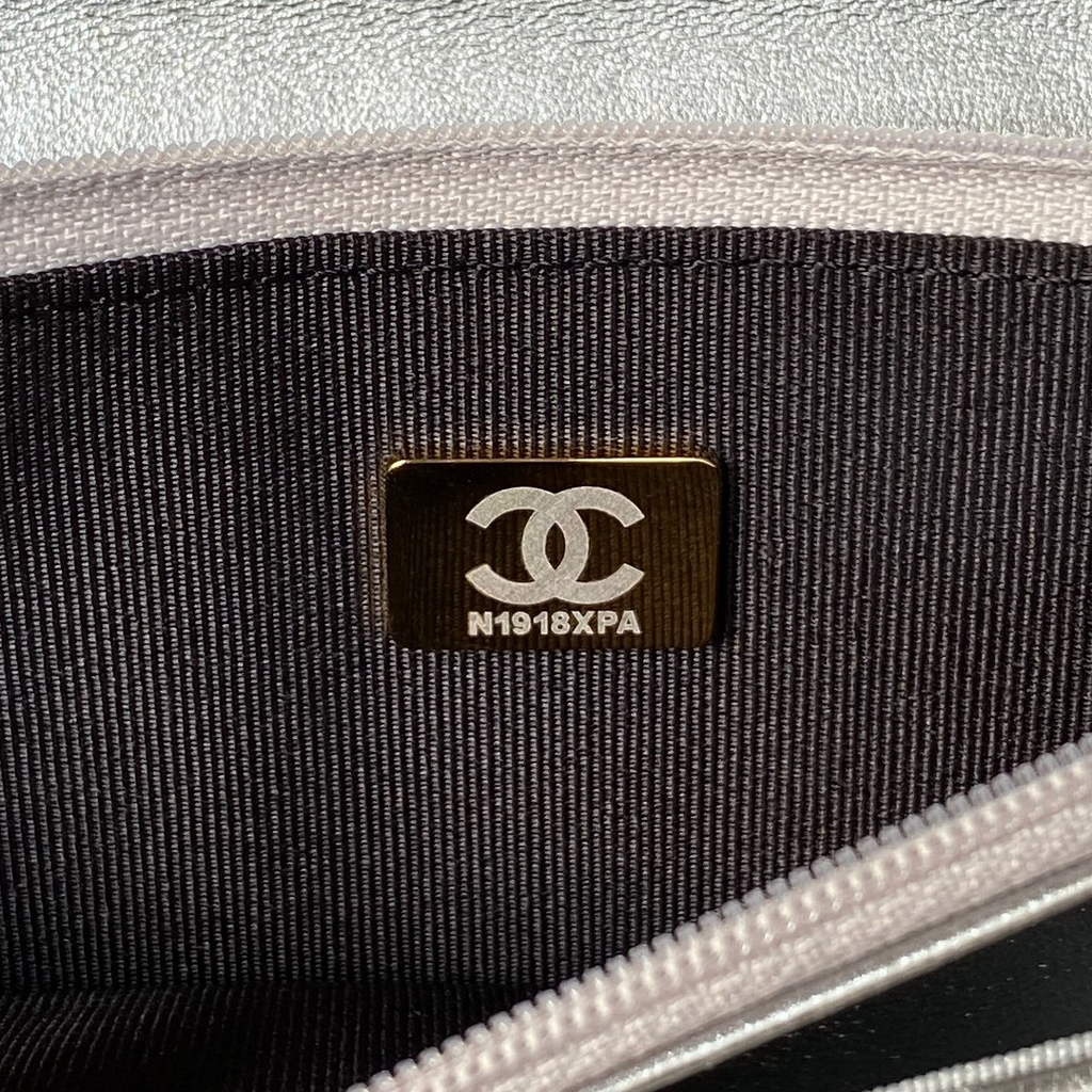 Chanel AP3240 Mini Flap Bag with Top Handle Shiny Calfskin Gold Silver