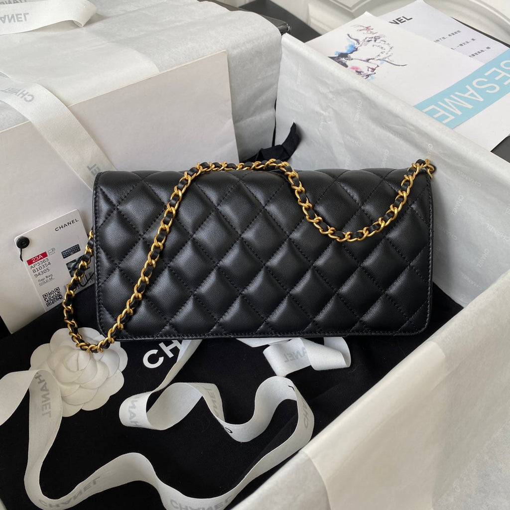 Chanel AP3363 Evening Clutch with chain Lambskin Black
