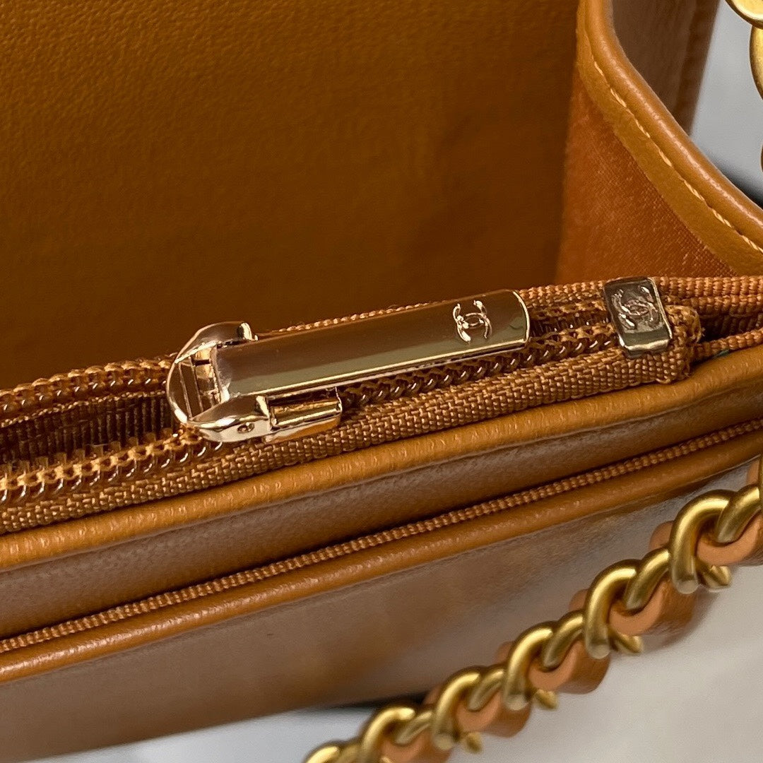 Chanel AP3363 Evening Clutch with chain Lambskin Tan