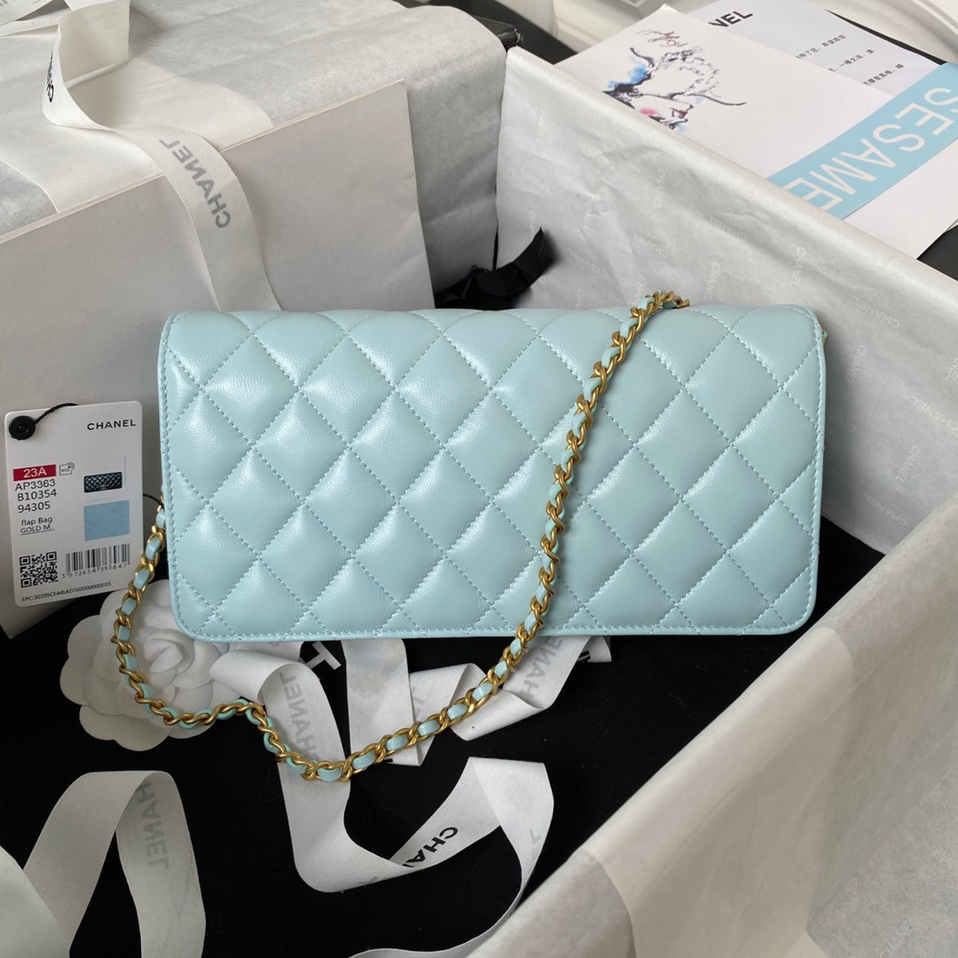 Chanel AP3363 Evening Clutch with chain Lambskin Blue
